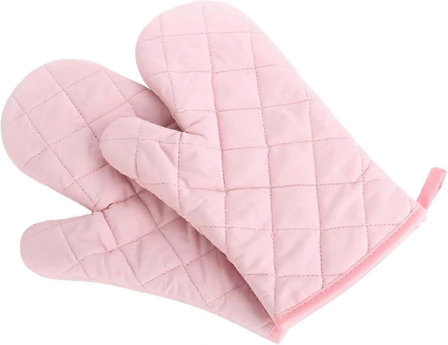 Small Work Gloves, 2 Solid Thickened Oven Mitts, Heat Resistant, Suitable for Microwave and Grill - Black