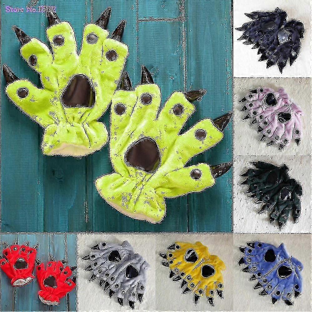 Kigurumi Onesies Pyjamas Gants Gants Soft Flanelle Gant Patte Dinosaure Ours Doigt Griffe Fluffy Halloween Party Performance Mitten-r