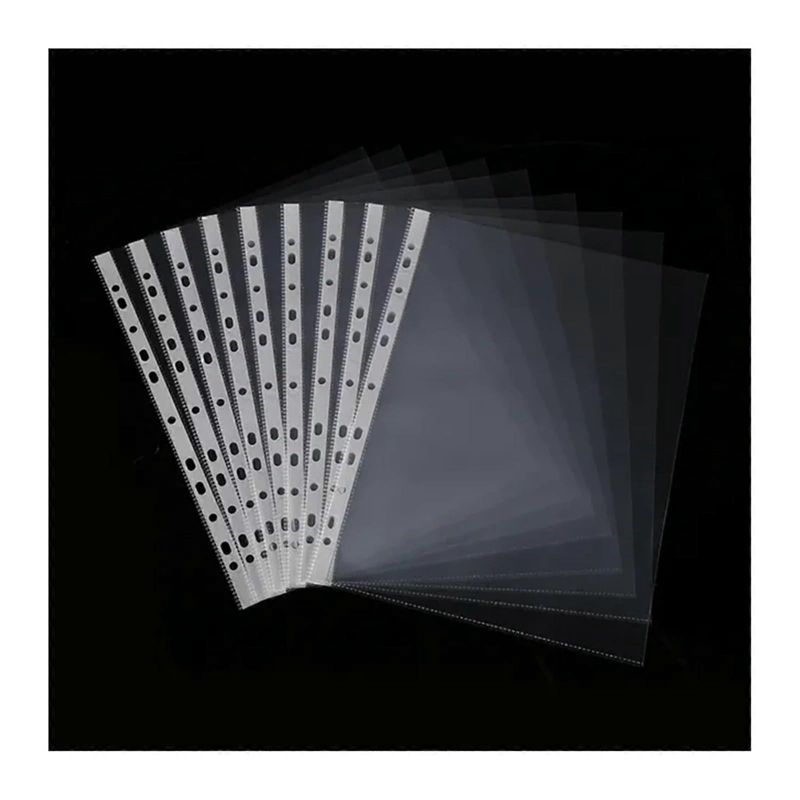 Plastic folder wallets, 100 pieces, 11 holes, transparent for A4 documents