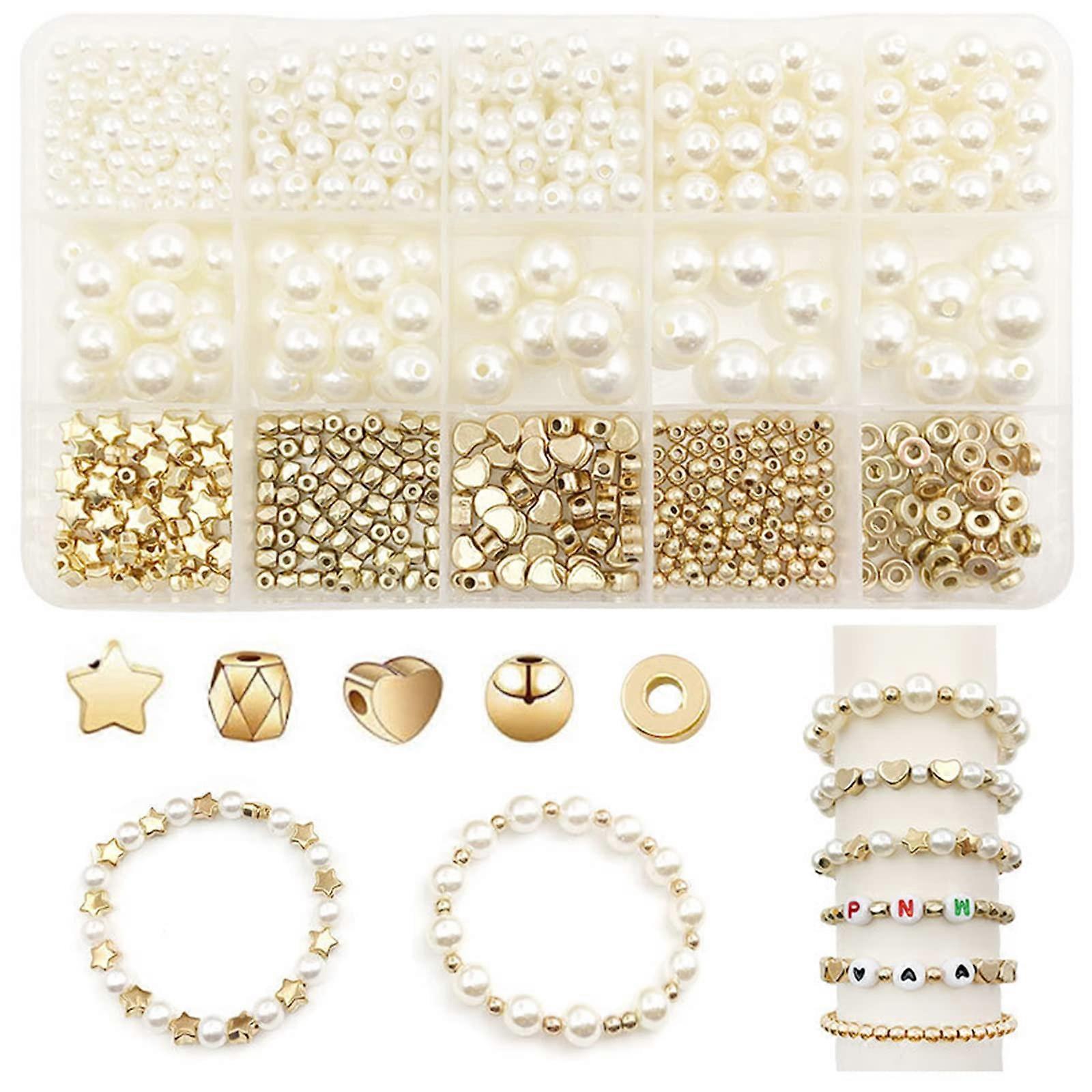 Perlen-Perlen-Set Fünfzackig für Armbänder und Halsketten, Halbe Perlen für Schmuckherstellung, Ideal für Erwachsene und Kinder