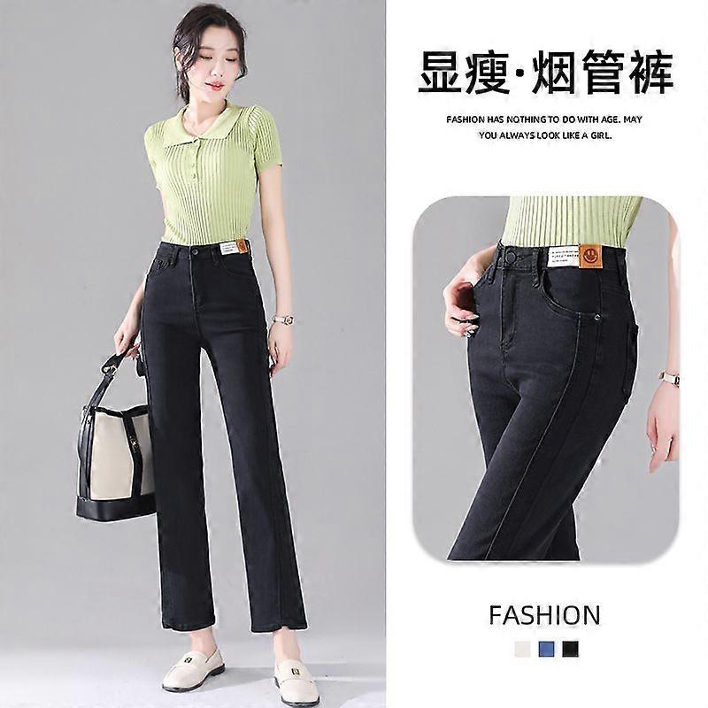 On-White Cigarette Jeans For Women In Spring And Summer Small Person With Eight-Point Nine-Point Split Elastic Baguettes