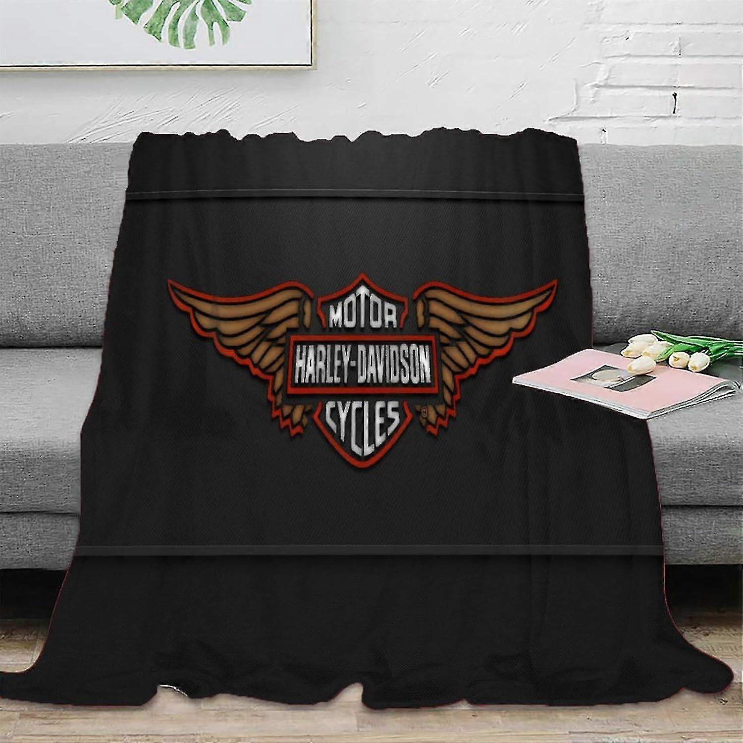 Flannel Throw Blanket for Sofa, 3D Motorcycle Print Microfiber Lightweight Soft Plush Blanket