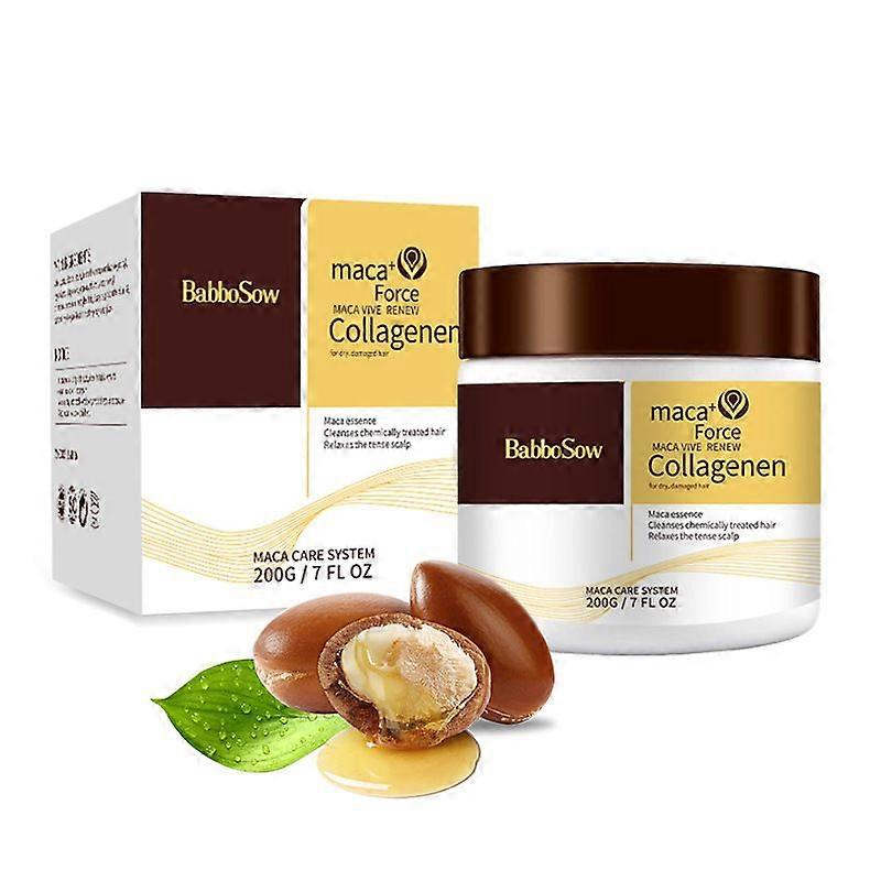 Kolagenowa maska do włosów Maca Power, kolagenowa kuracja do włosów Deep Repair Conditioning Olej arganowy Kolagenowa maska do włosów Esencja do suchych, zniszczonych włosów All Hair Typ