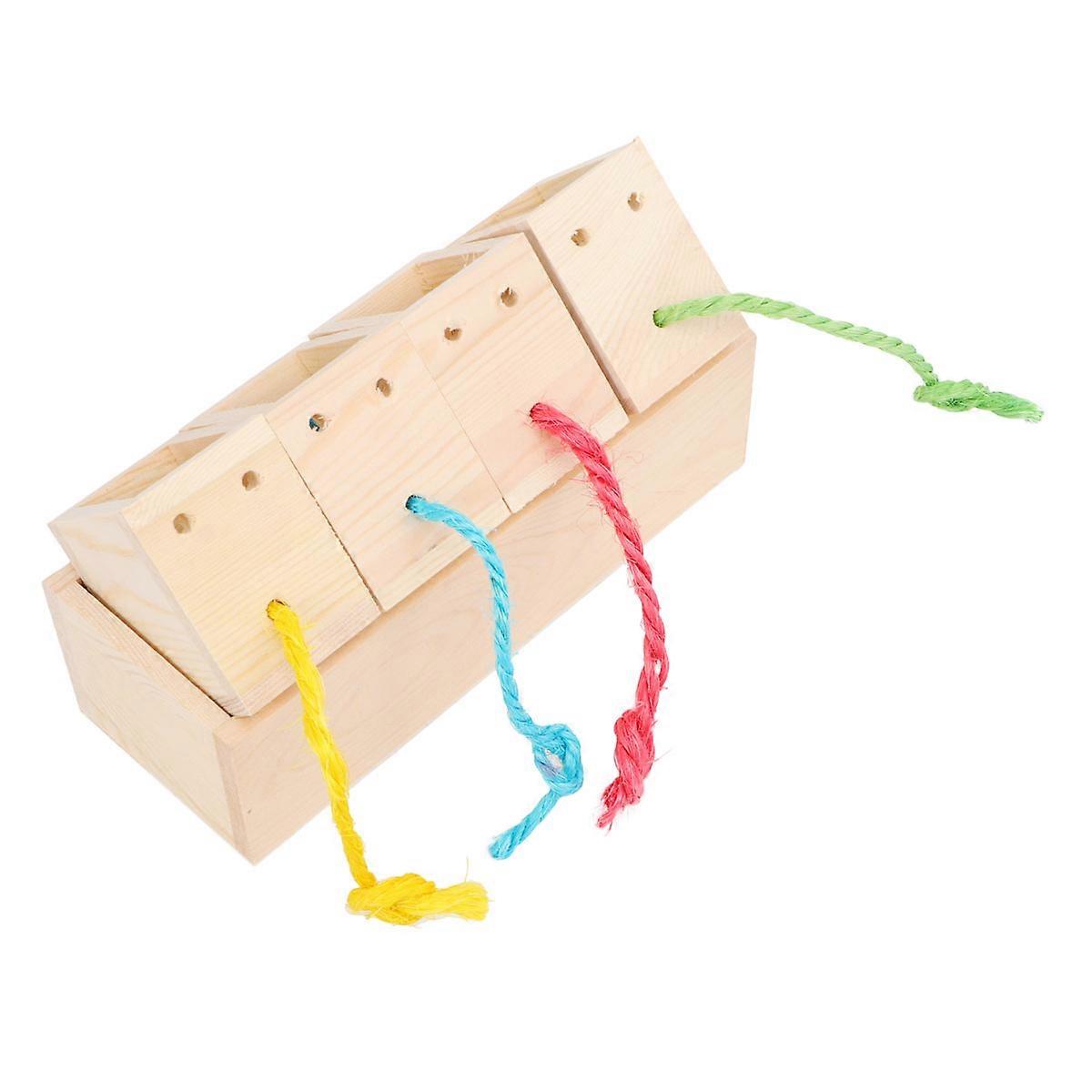 Parrot Food Toy Parrot Foraging Box Foraging Bird Feeder Interactive Design 21x8x6 Cm Beige 1Pc