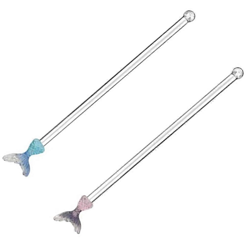 Mermaid Tail Glass Cocktail Stir Sticks Long Handle Drink Mixer for Coffee, Tea, Juice & Bar Use Unique Decorative Stirring Rods