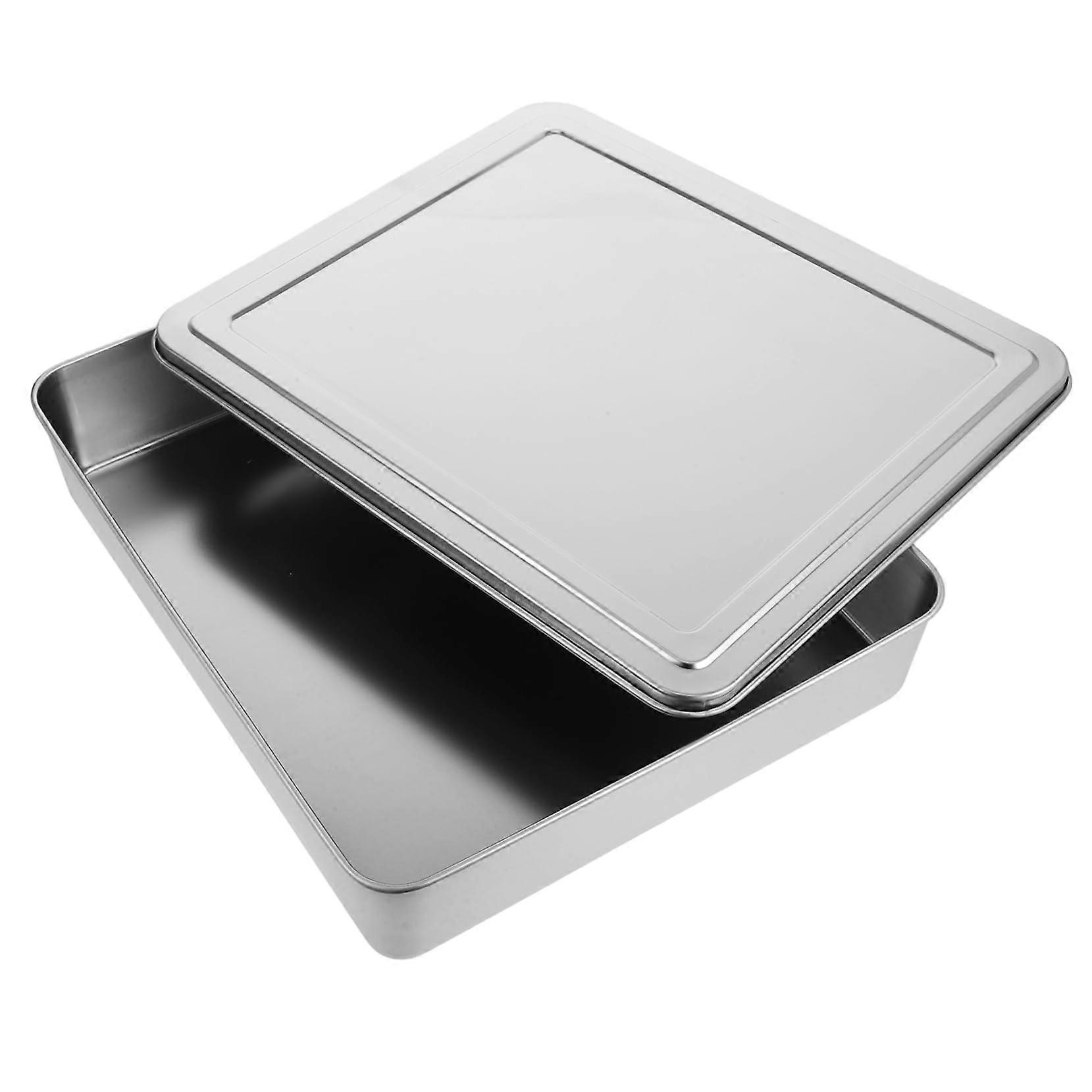 Bakeware Stainless Steel With Lid, Spice Jar With Lid, Cake Pan With Lid, Lasagna Pan With Lid, Silver