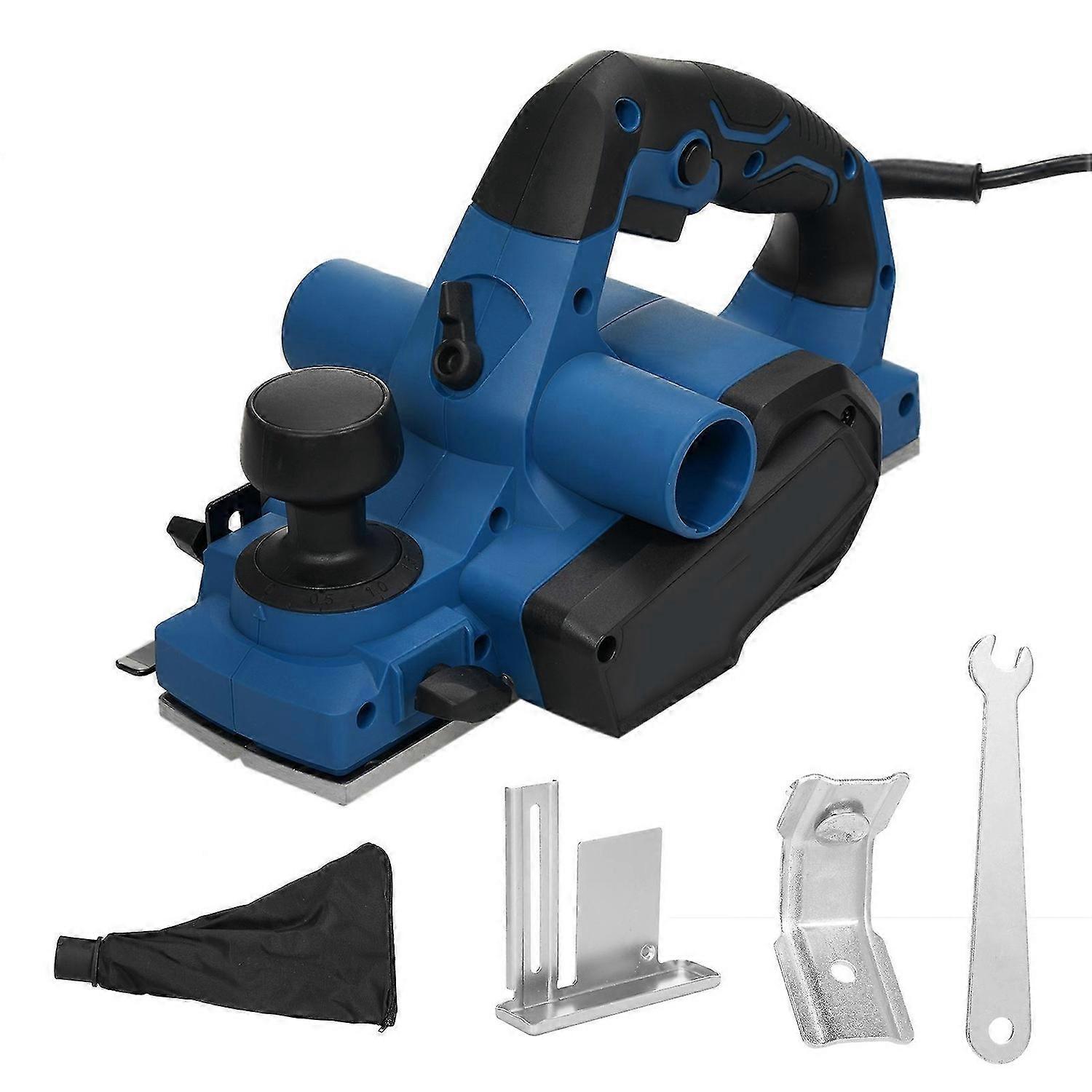 Electric Planer 6Amp 710W 17000 Rpm Power Hand Planer 3-1/4 Inch Cut Width Dual-dust out System Dual-handle Design, Blade Protector 2 Reversible HSS B