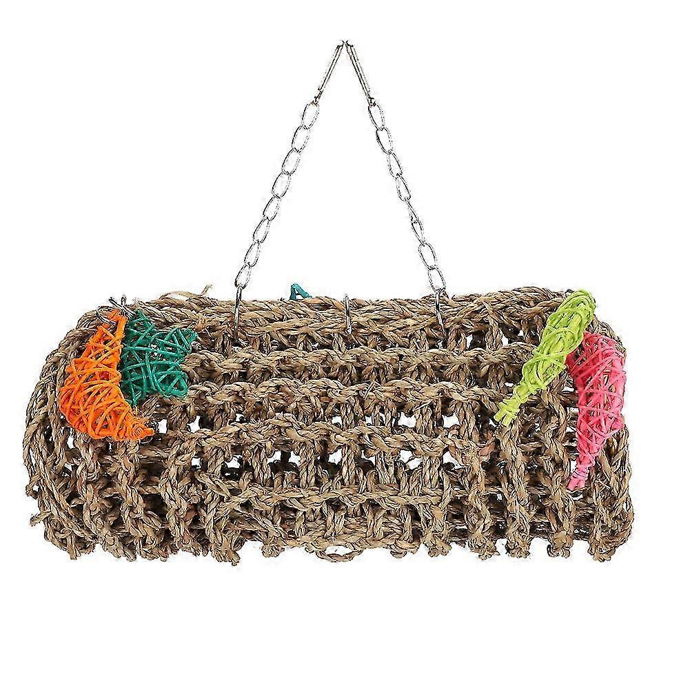 Parrot Rattan Tunnel Hanging Exercise Tube Swing Hammock Toys for Pets, Ideal for Chewing and Playtime Activities
