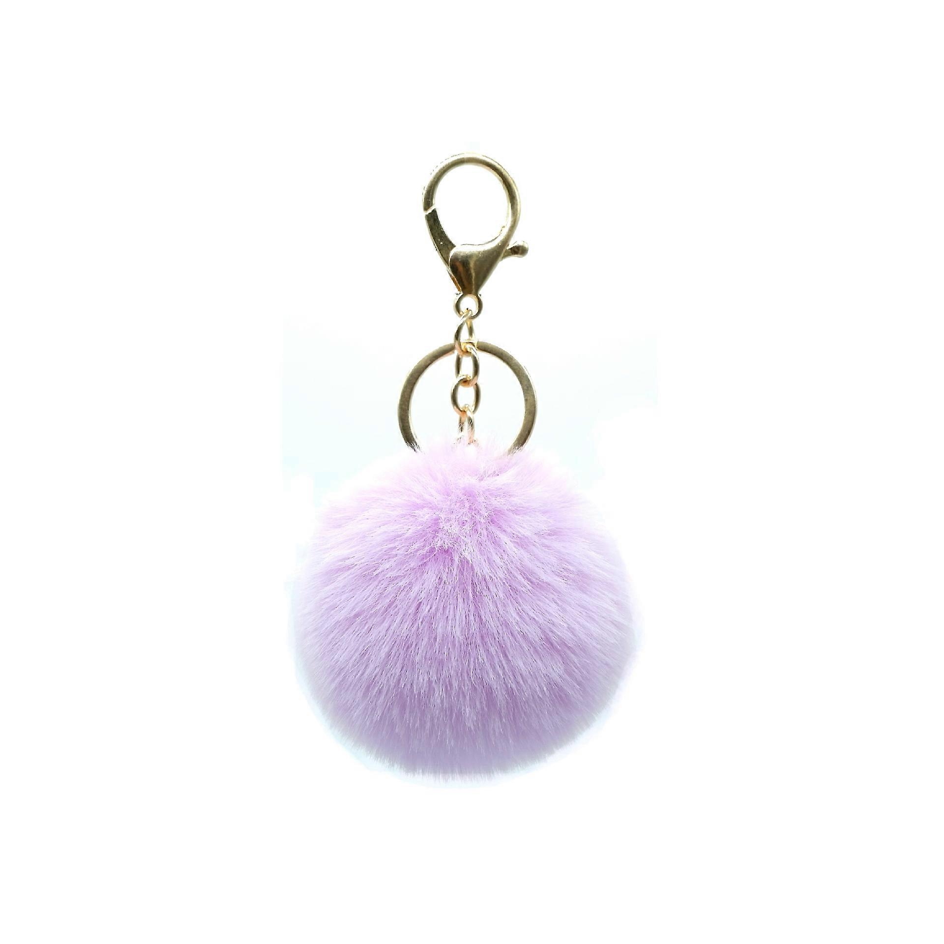 1pcs keychain fluffy pom pom key ring for car bag charm (random color)