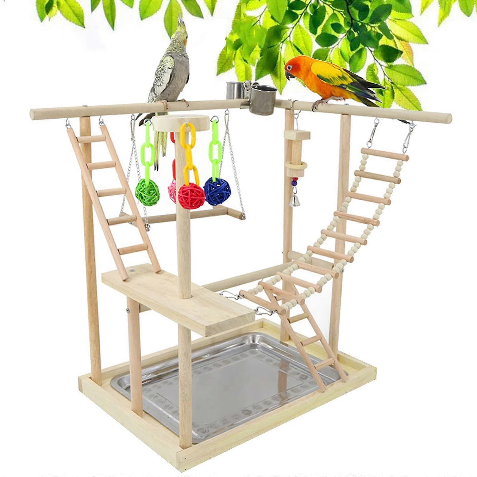 Birds Playground, Budgie Toy, Bird Play Stand, Gym, Ladder, Playpen with Feeder Cups, Swing for Budgerigars, Parrots 6