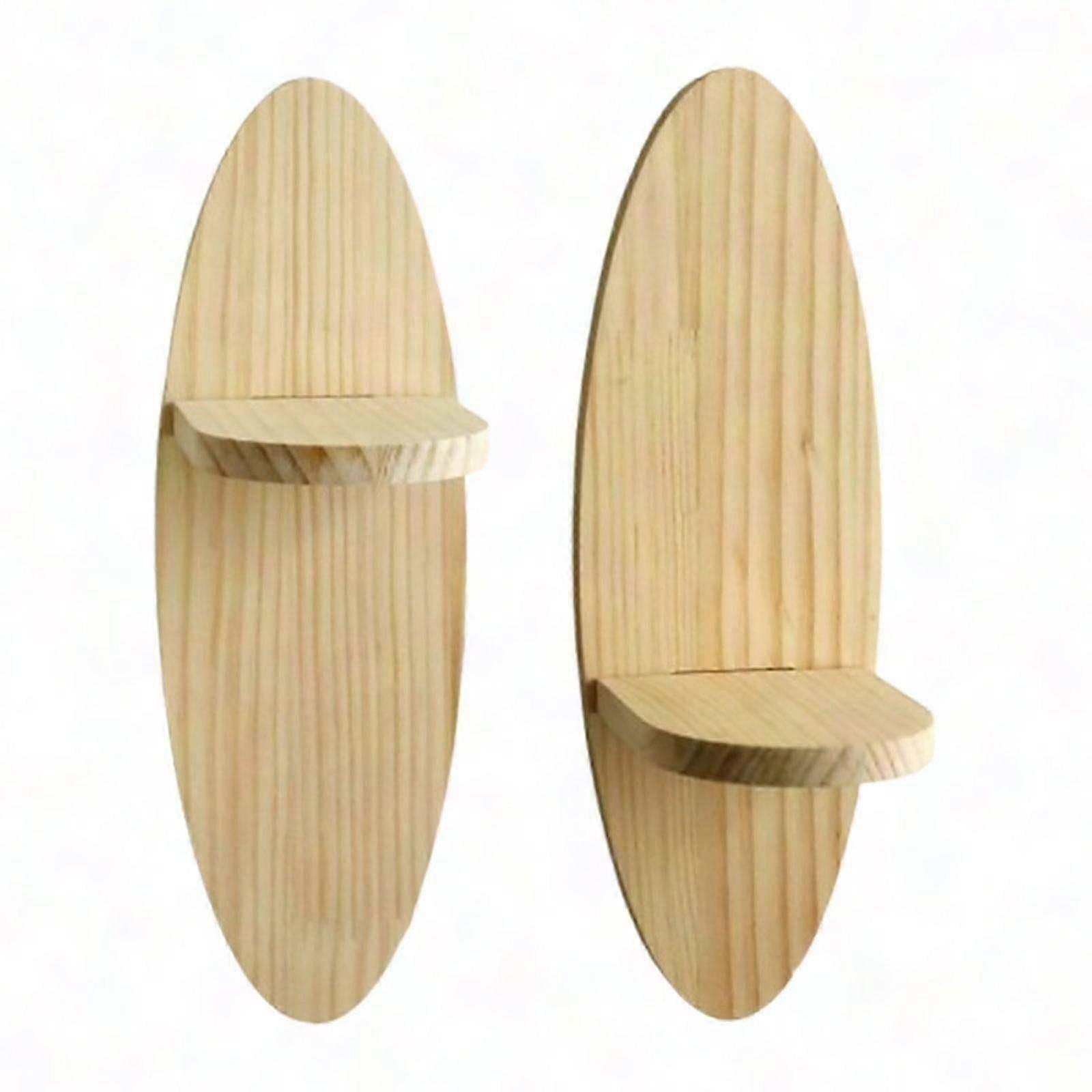 Duvar İçin 2 Adet Ahşap Oval Yüzer Raf