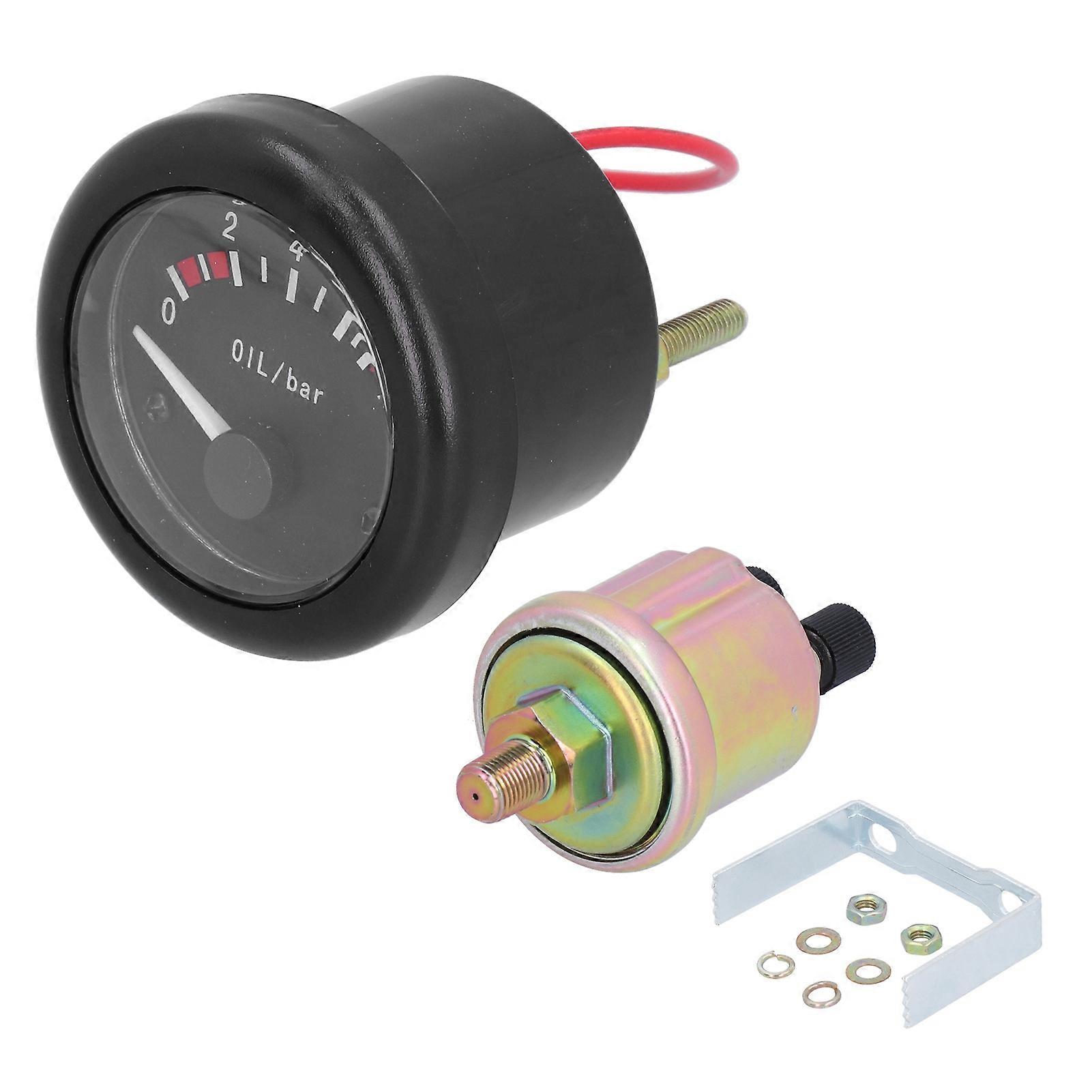 Marine Engine Oil Pressure Gauge Pointer LED Backlight with Warning Sensor Indicator Light 12V