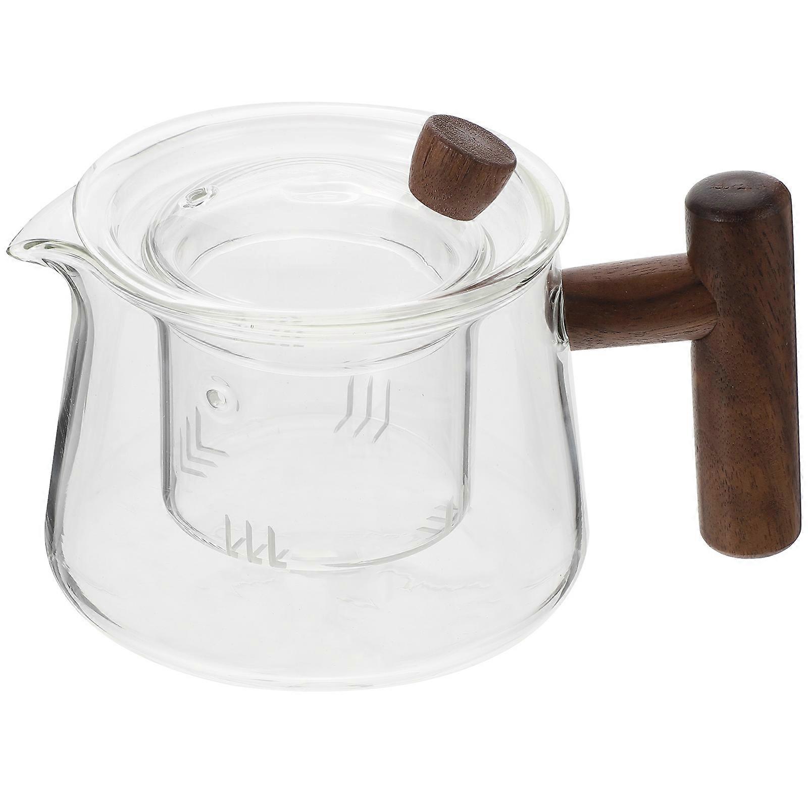 Heat Resistant Glass Teapot with Handle   Small Stovetop Kung Fu Tea Kettle for Loose Leaf & Tea Bags, Ideal for Home and Office Use