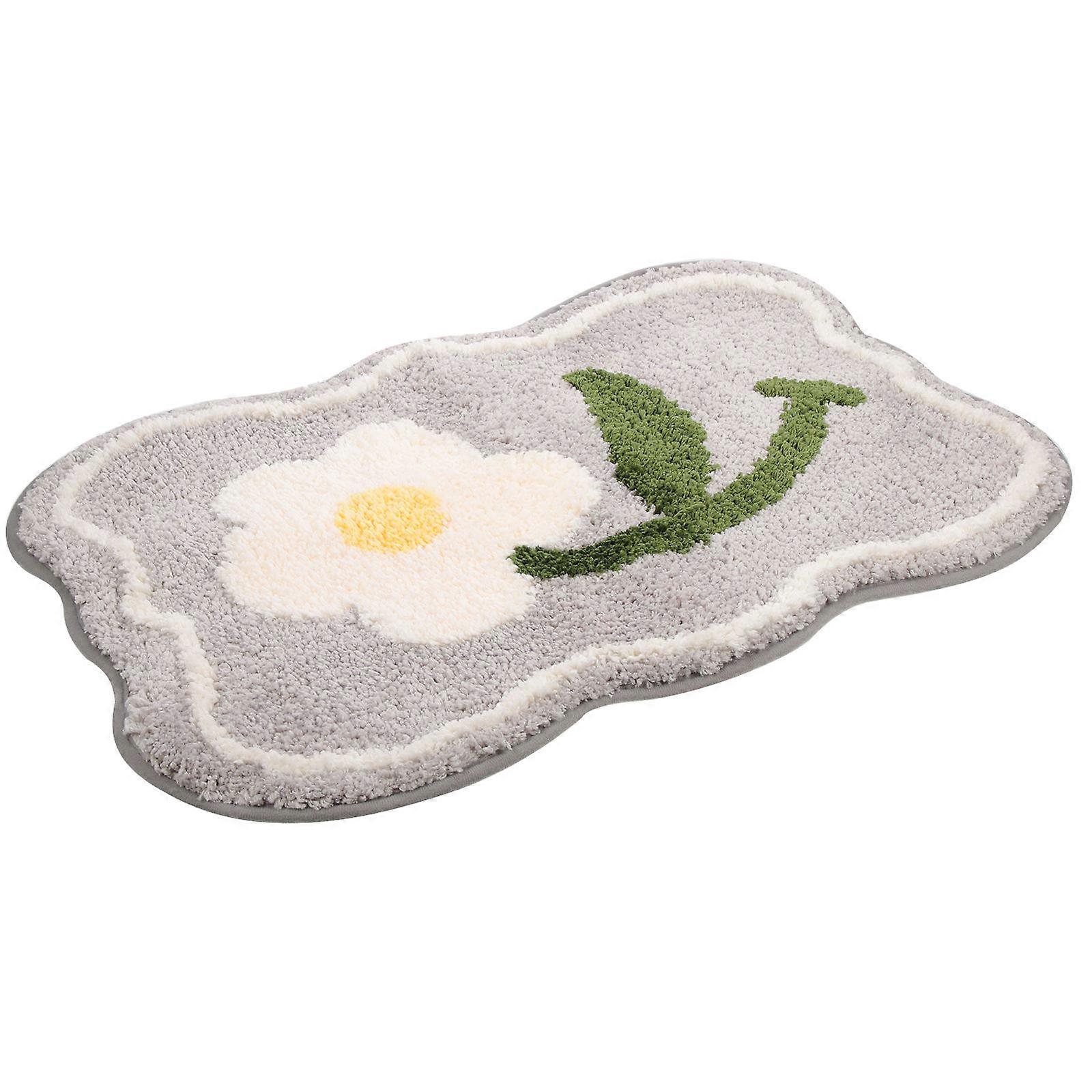 Bathroom Rug Anti Skid Rectangular Shape Grey Color 60x40cm 1Pcs