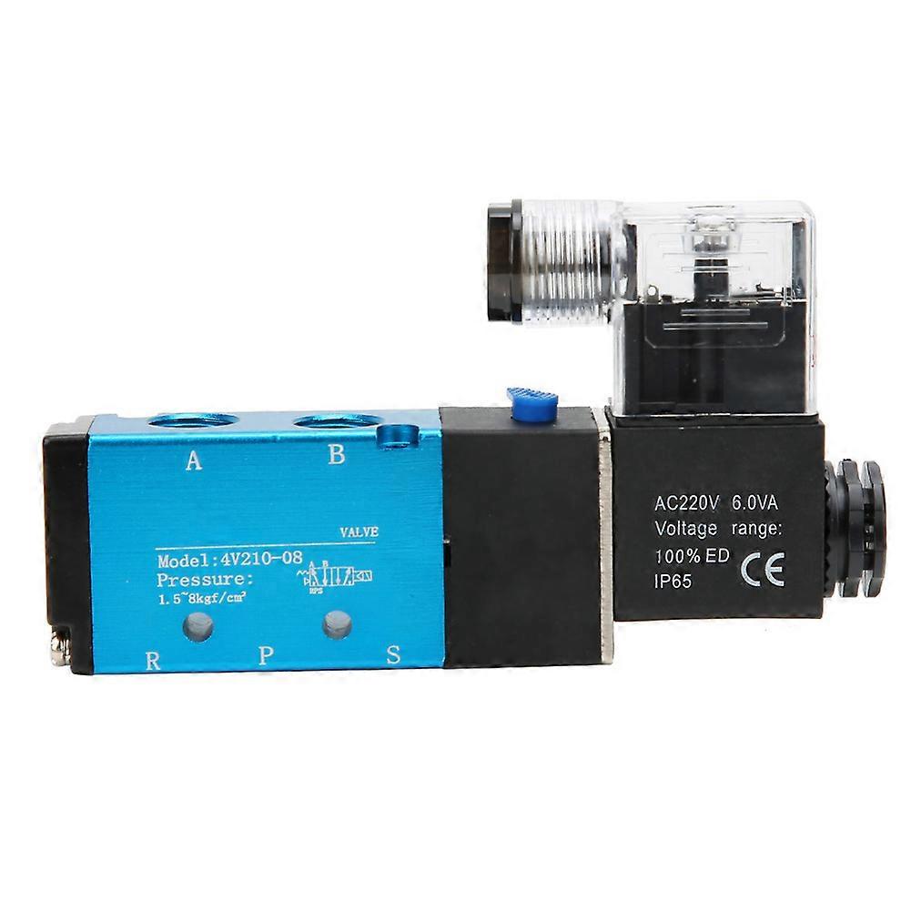 4V210-08 2 Position 5 Way Sole Valve PT1/4in Filtrated Air DC3W AC 6VA (AC220V)
