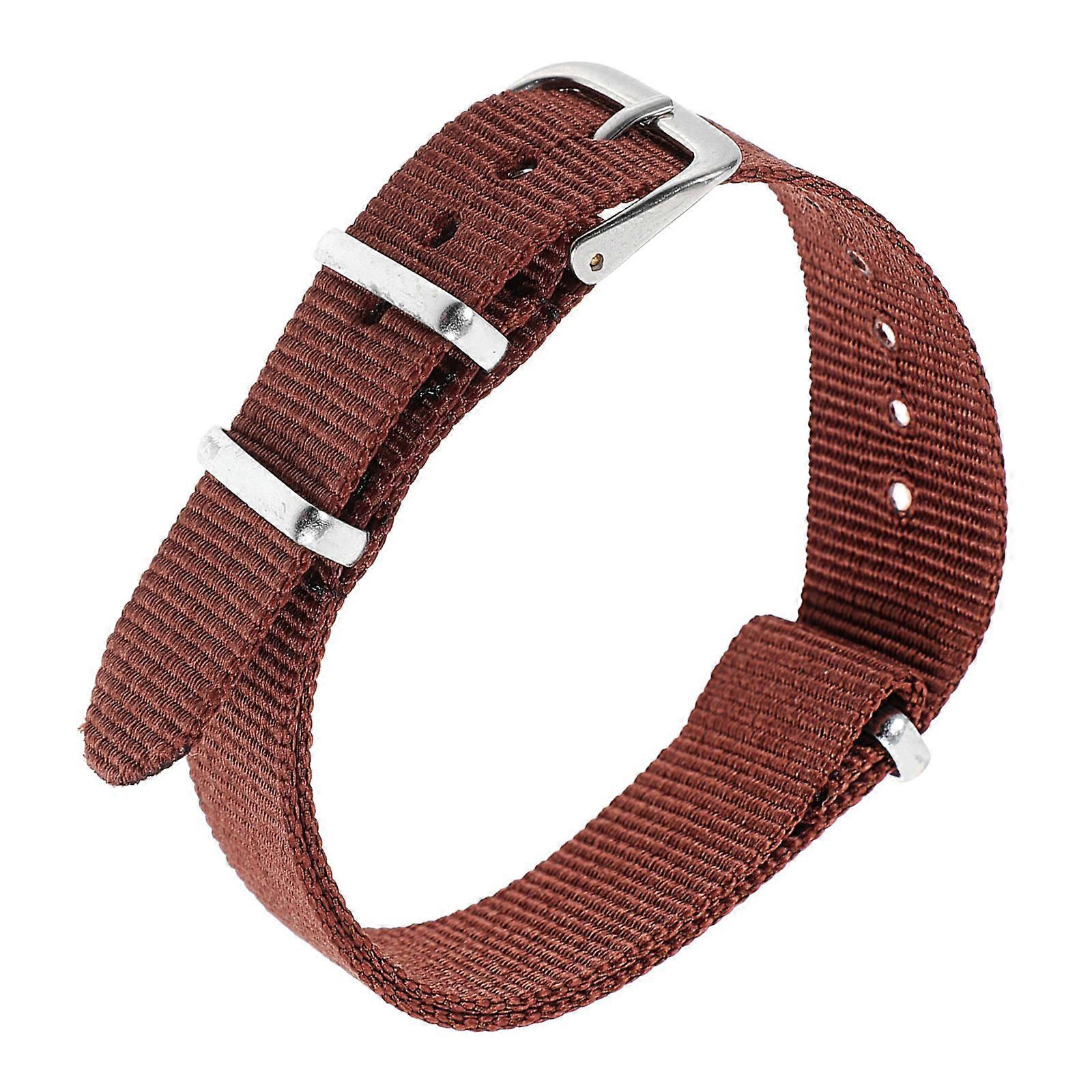 Watch Replacement Band Strap Ergonomic Shape Nylon Material Everyday Use 18mm Brown Elastic Pattern 1Pack