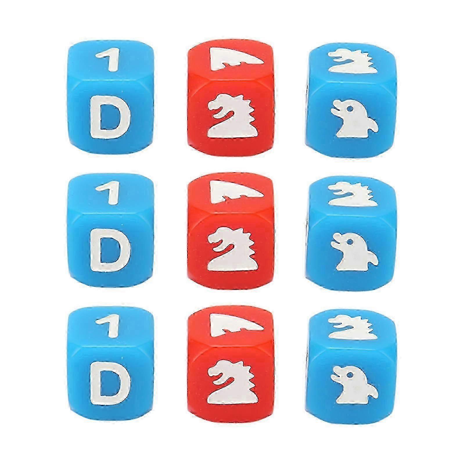 2024 New 9-Piece Set of Cartoon 6-Sided Dice - Waterproof Lightweight Fun Dice for Interactive Games & Educational Entertainment