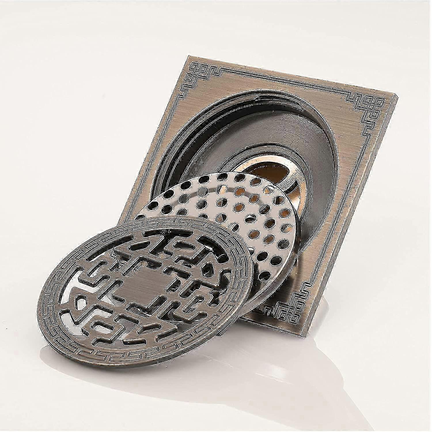 Square Shower Drain, Brass Shower Drainage 10x10 Shower Drain Bathroom Anti-odor Shower Drain ...