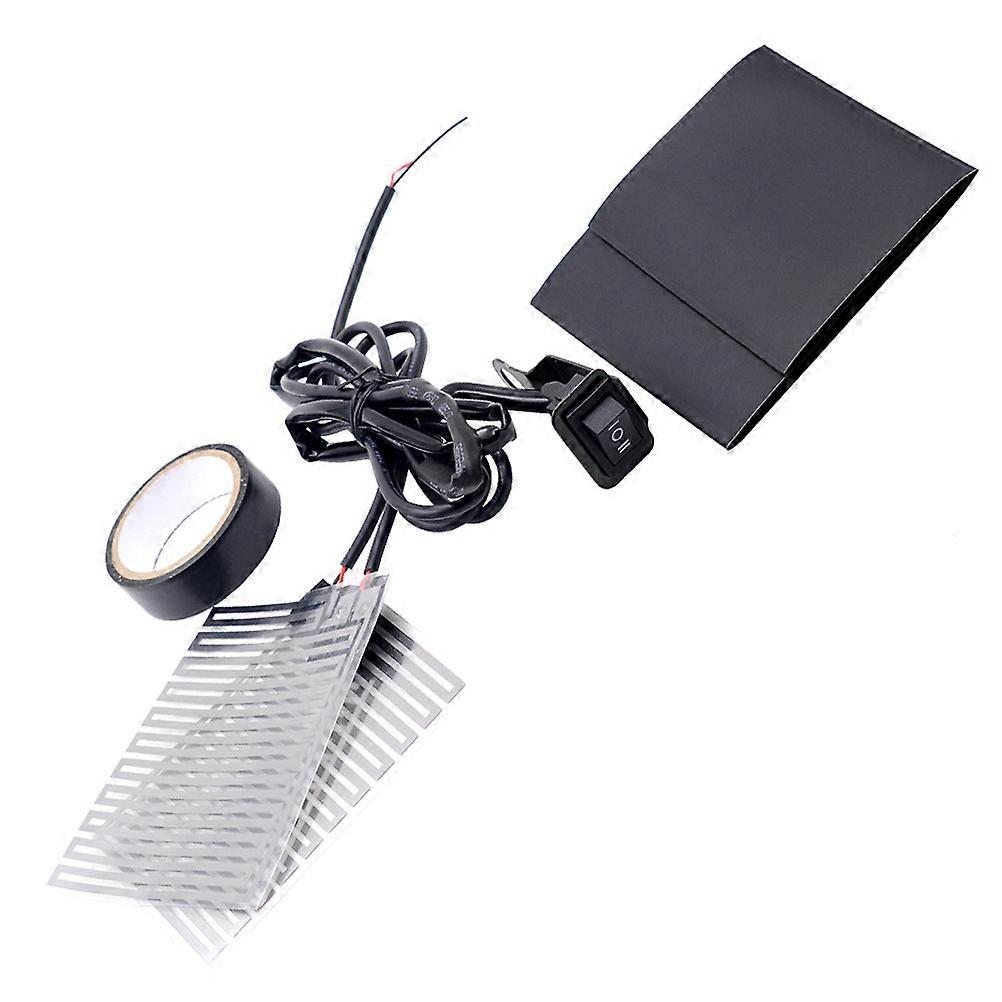 Heated Motorcycle Grip Pads Simple Design Cold Weather Riding Black Rectangular Easy Installation 1 Set