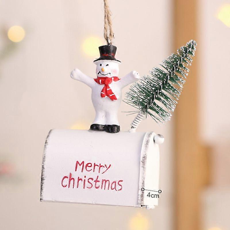 Christmas Metal Ornaments Snowman Mailbox Ornament Christmas tree hanging props decorations