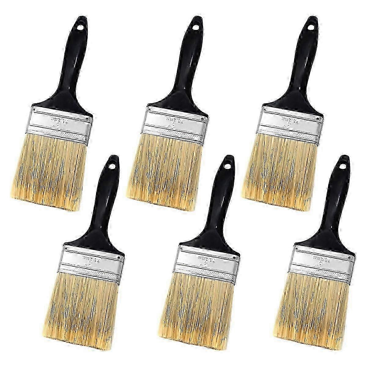 3-Inch Flat Paint Brushes - Professional Painting Tools with Treated Plastic Handle for DIY Projects, Furniture, Fences & Wall Trim