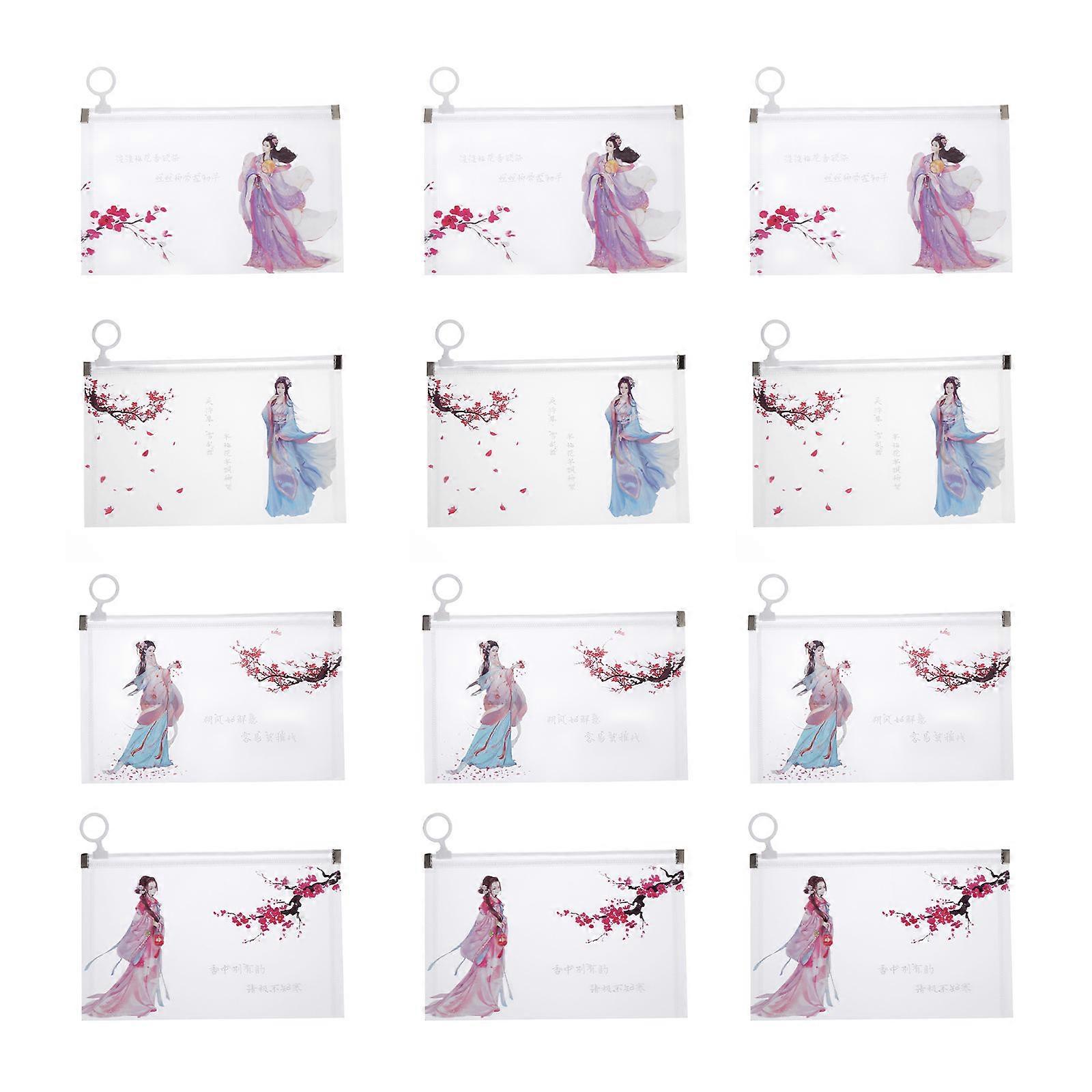 Clear Zipper Bags Pouch Bags For Organization Home Use Recyclable Assorted Color 20.50x12.50x0.20cm 12Pcs