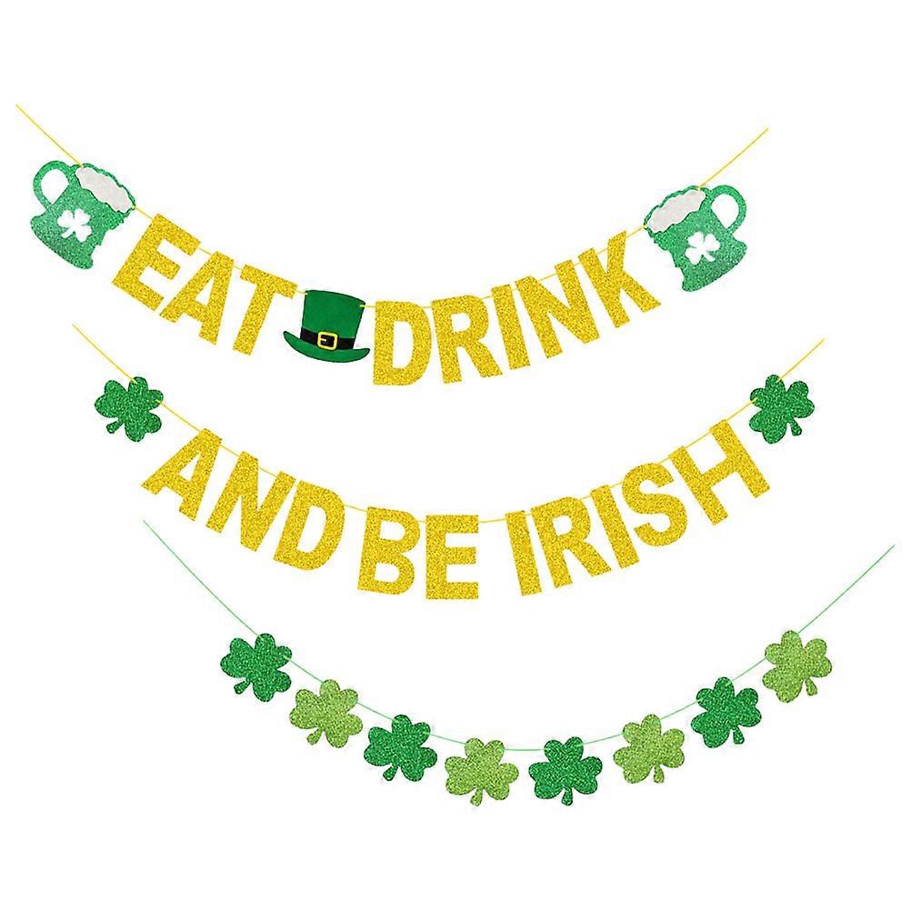 St Patrick's Day Party Decorative Bunting Pendant String Flag Assorted Color 300CM Decoration 2 Sets