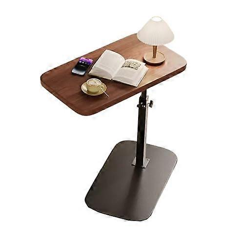 Overbed table tray art board nightstand lift bedroom nightstand thickened tabletop 360° rotatable in bedroom, hospitals brown