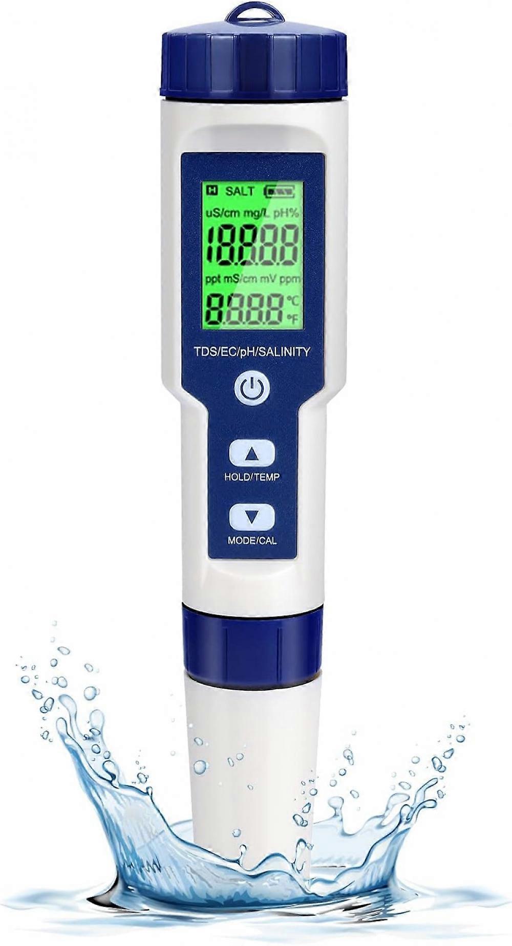Pool Salt Tester, Digital Salinity Meter, High Accuracy 5 In 1 Salinity Tester for Salt Water,IP67 W