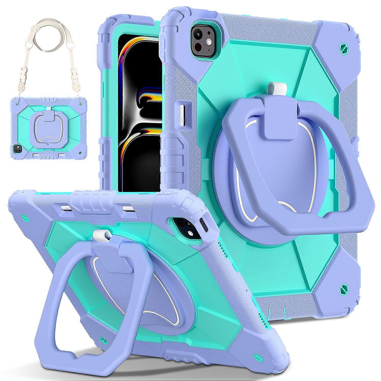 For iPad Pro 13 (2024) Kickstand Case Silicone+PC Tablet Cover