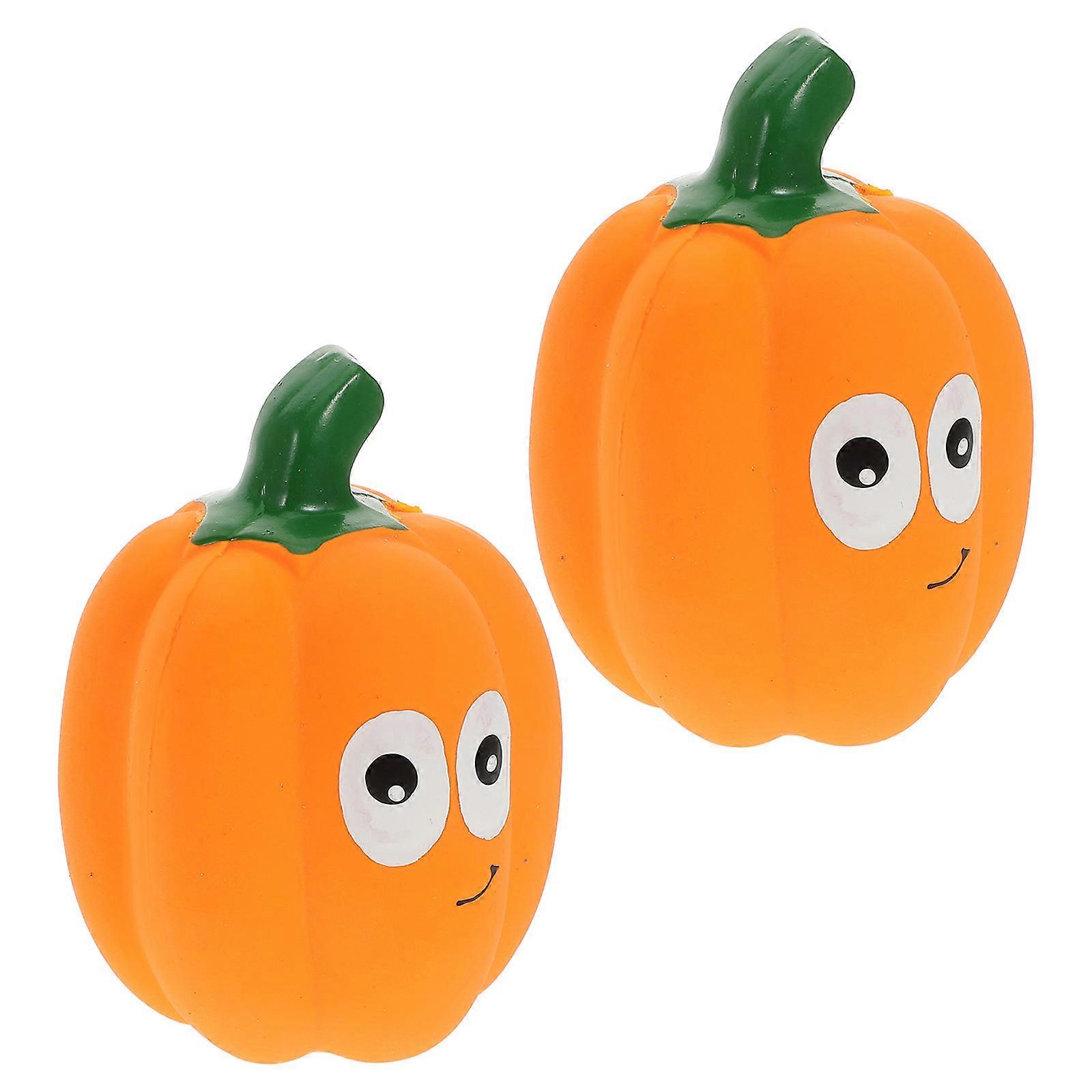 Pumpkin Shaped Pet Sound Toy Made of Safe Latex for Playing and Chewing Orange Color 2pcs
