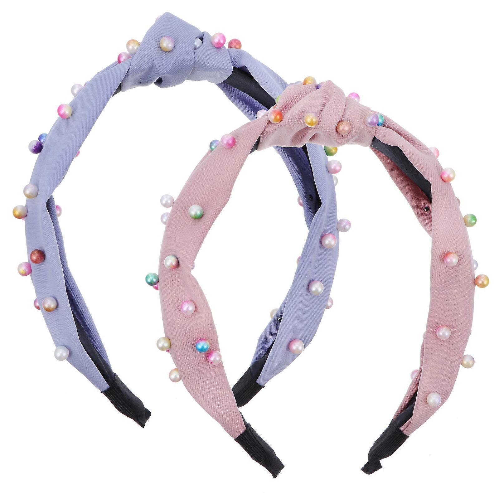 Here's a refined and professional product description based on your input:
**2pcs Faux Pearl Wide Headband for Women – Elegant Beaded Hair Band