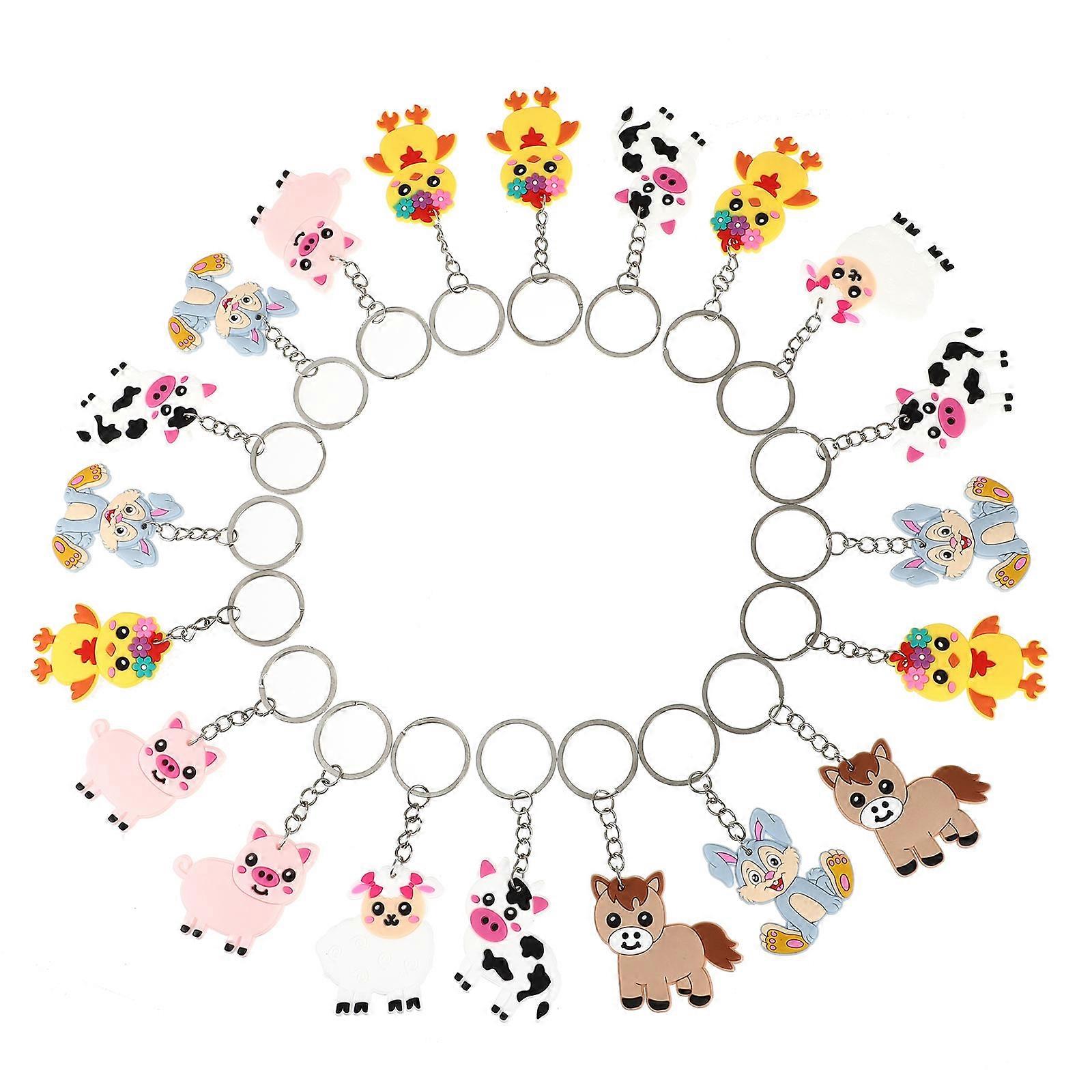 20pcs Creative Animal Keyring Keychain Ornaments for Everyday Use