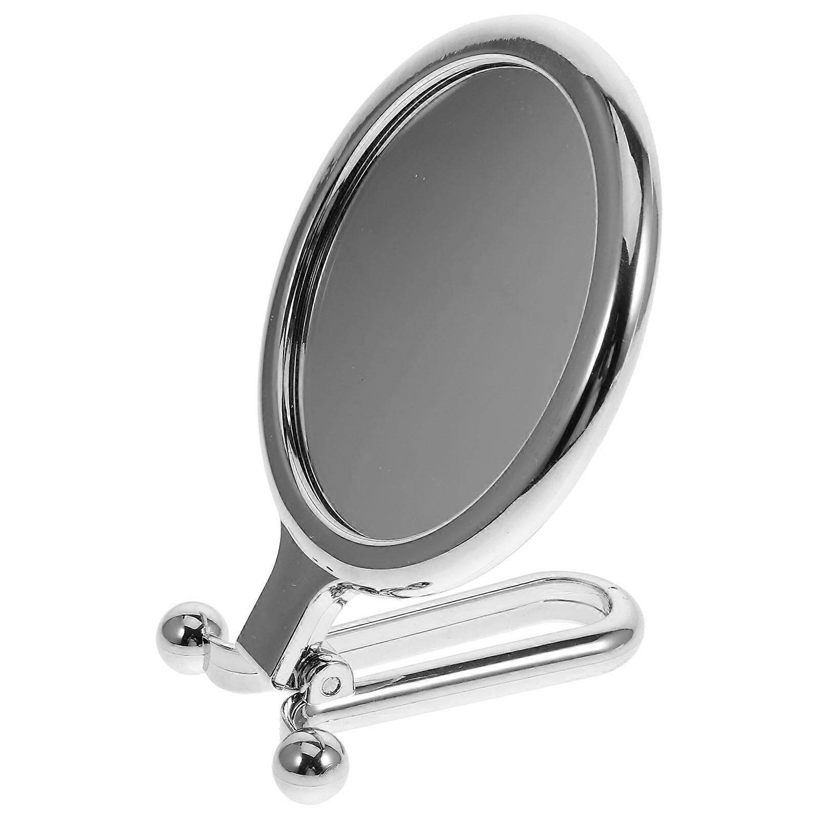 Folding Compact Round Mirror with Magnification – Lightweight Portable Makeup Mirror for Travel, Home & Salon Use – Silver Cosmetic Accessory