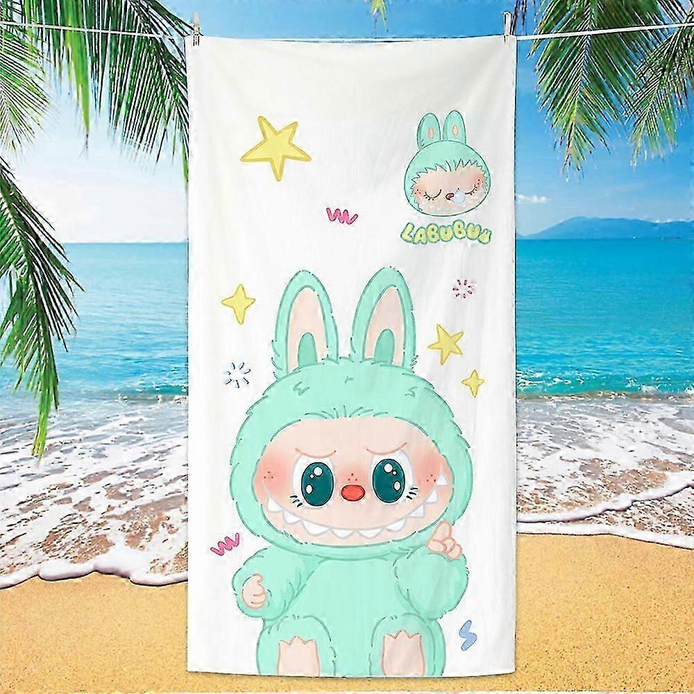 חדש Labubu קריקטורה חמוד מגבת אמבטיה מיקרופייבר מגבת חוף חזק סופג מים