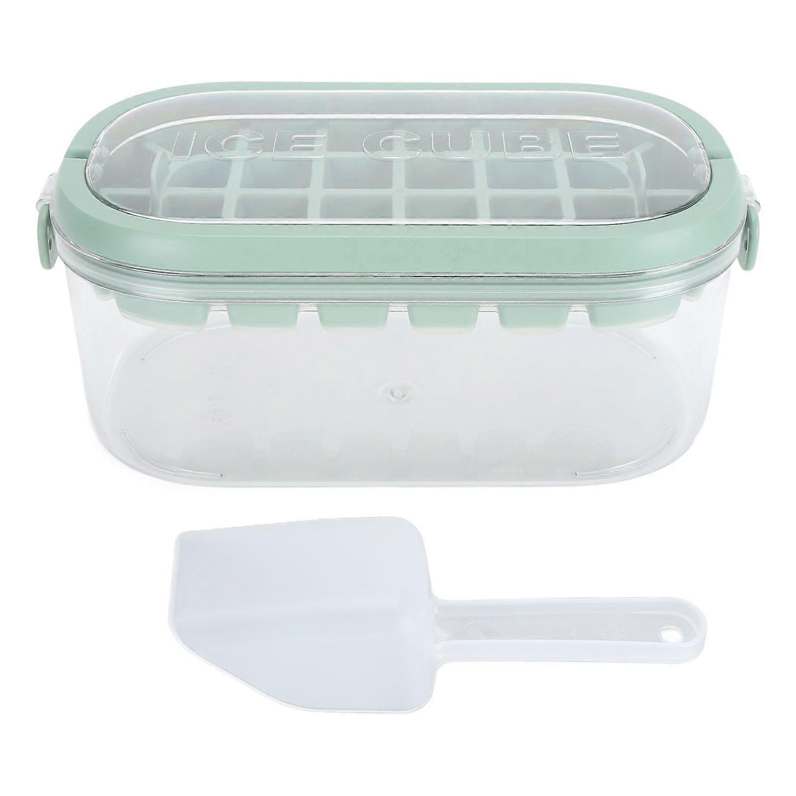 Ice Cube Trays Multipurpose Efficient Large Capacity Easy Release Ice Cube Mould with Transparent Lid for Refrigerator Green