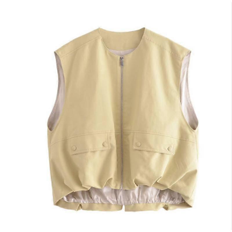 Spring and Autumn Women's Waistcoat Plus Size Street Fashion Pleated Hem Vest