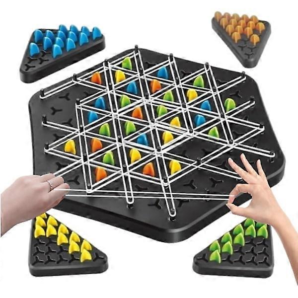 Chain Triangle Chess Game, Interactive Rubber Band Game, 2 to 4 Players for Family Game