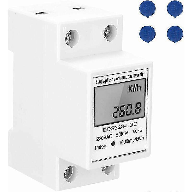 PB DDS-LDG Single Phase Energy Meter - 220V 50Hz LCD Display with 35mm DIN Rail Mount