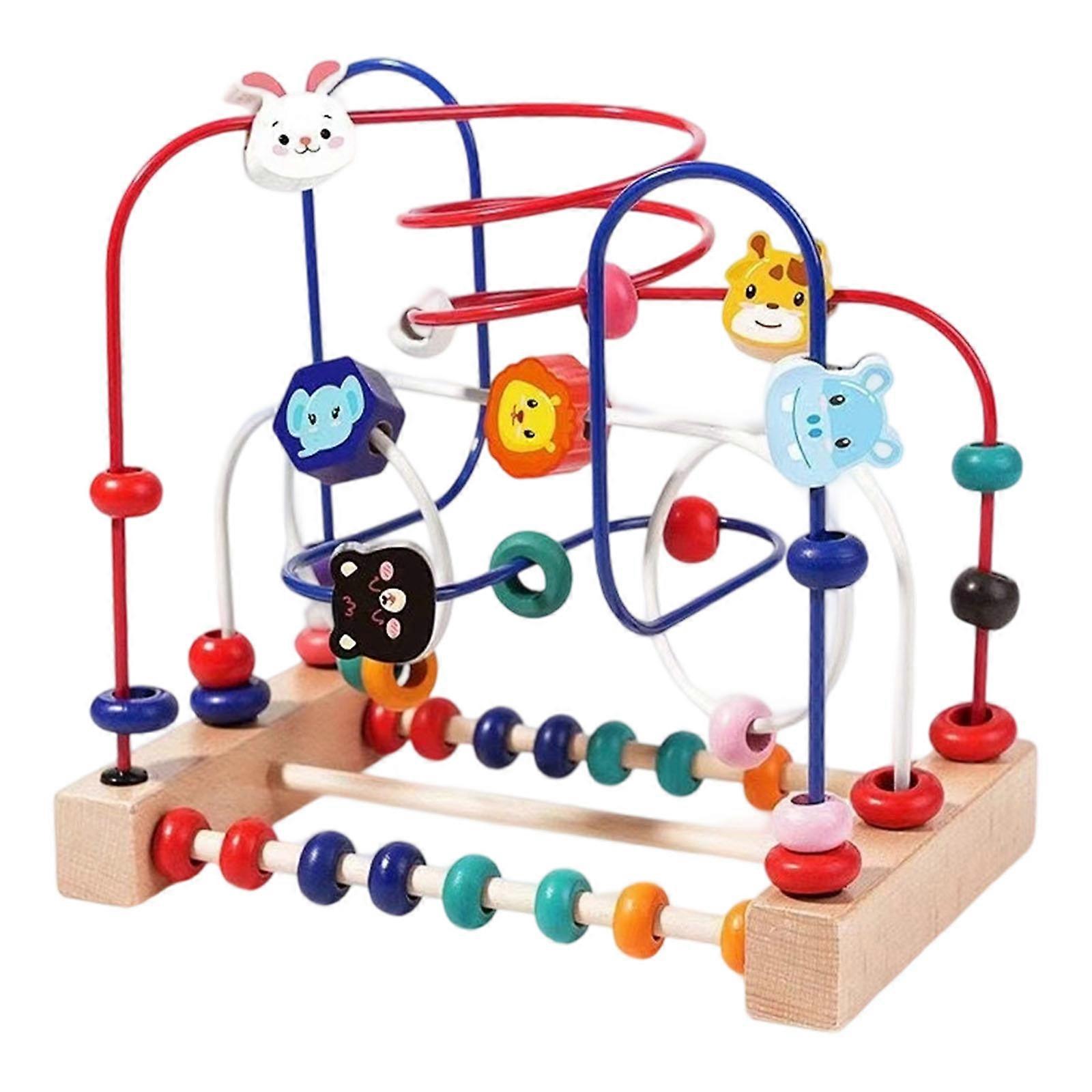 Sensory Play Wooden Bead Lacing Set For Fine Motor Practice And Visual Stimulation In Children Age 3+ Multicolor