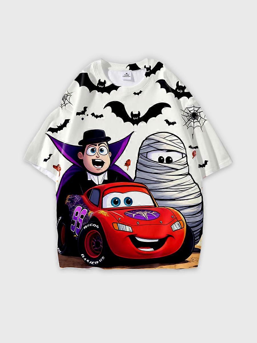 T-shirt round neck Animation Character Pattern loose short sleeve E3355