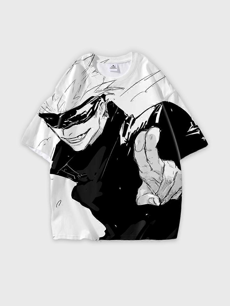 T-shirt round neck Character Pattern loose short sleeve P387