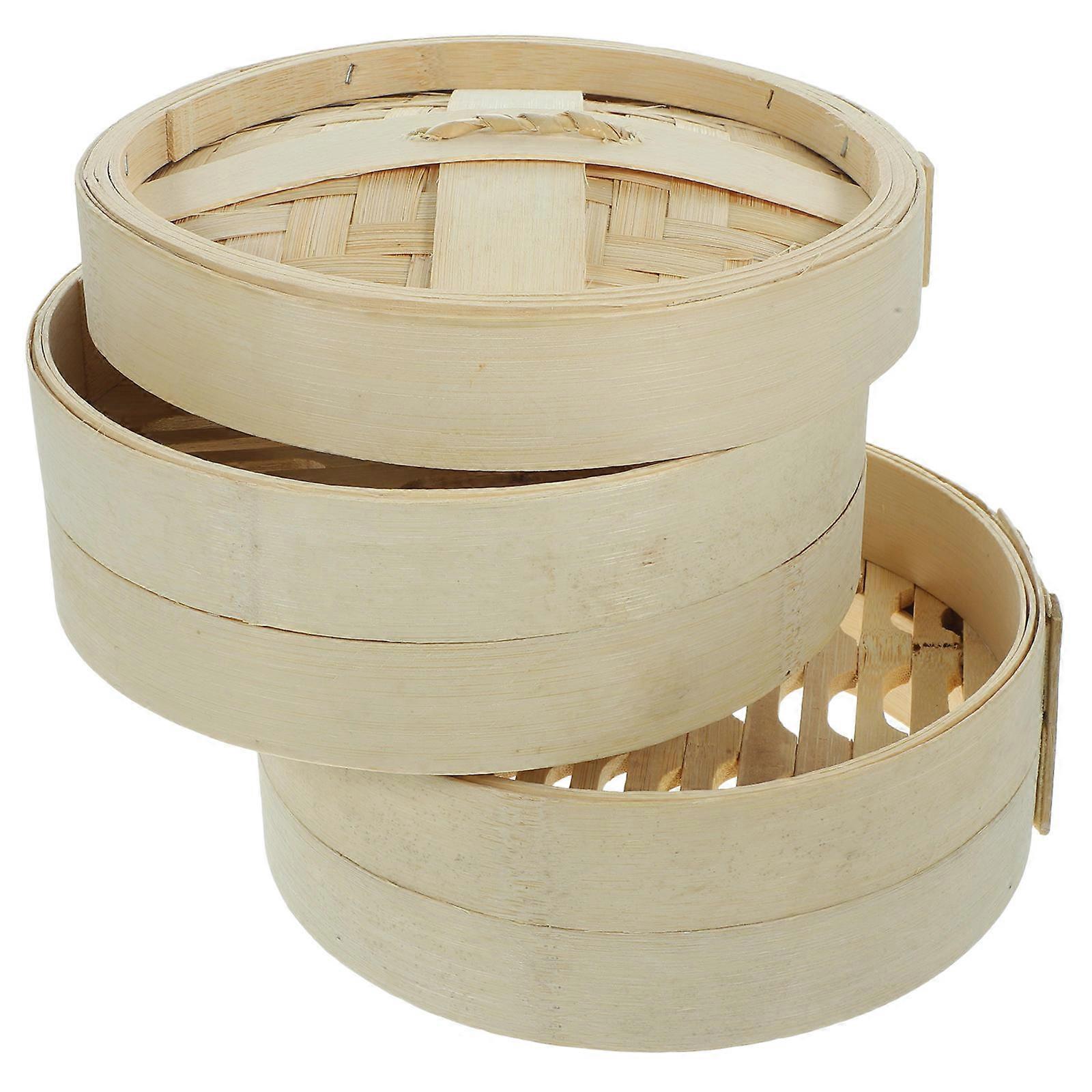 Khaki Bamboo Food Steamer Basket for Home Use Cooking Tool Ideal for Steaming Various Foods 10.5 Inch