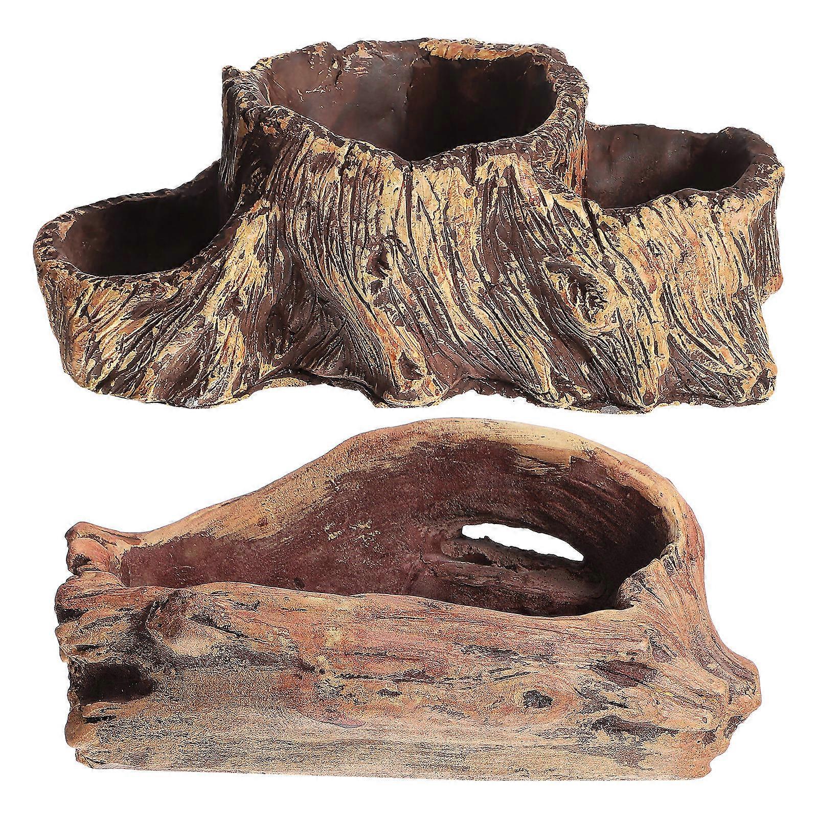 Windowsill Planter Bonsai Pot Tree Root Shaped Cement Construction 20.00X11.00X7.50CM Drainage 2Pcs