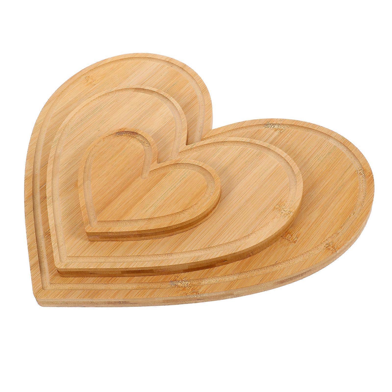 Heart Shaped Bamboo Cutting Board Multifunctional for Home Use Khaki Color 10.5 x 10.5 x 0.5 Inches
