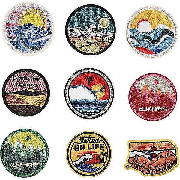 Iron-on Patches, for Kids and Adults, 9-Piece Set, Sew-on and Embroidered Fabric Patches