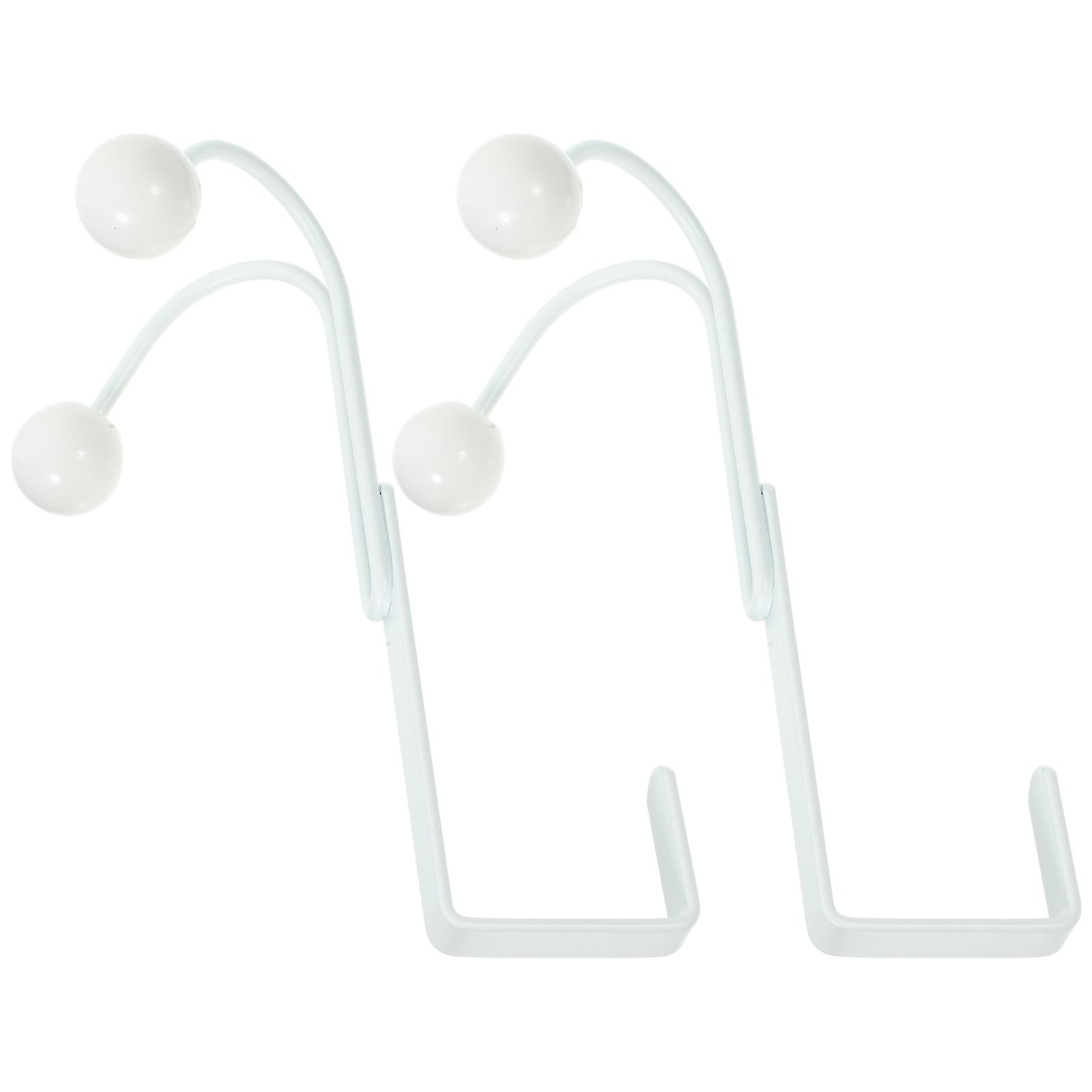 2pcs Over Door Hooks, Matte White Double Headed Hangers for Clothes, Towels, and Bags – Space Saving Organizer for Behind Doors