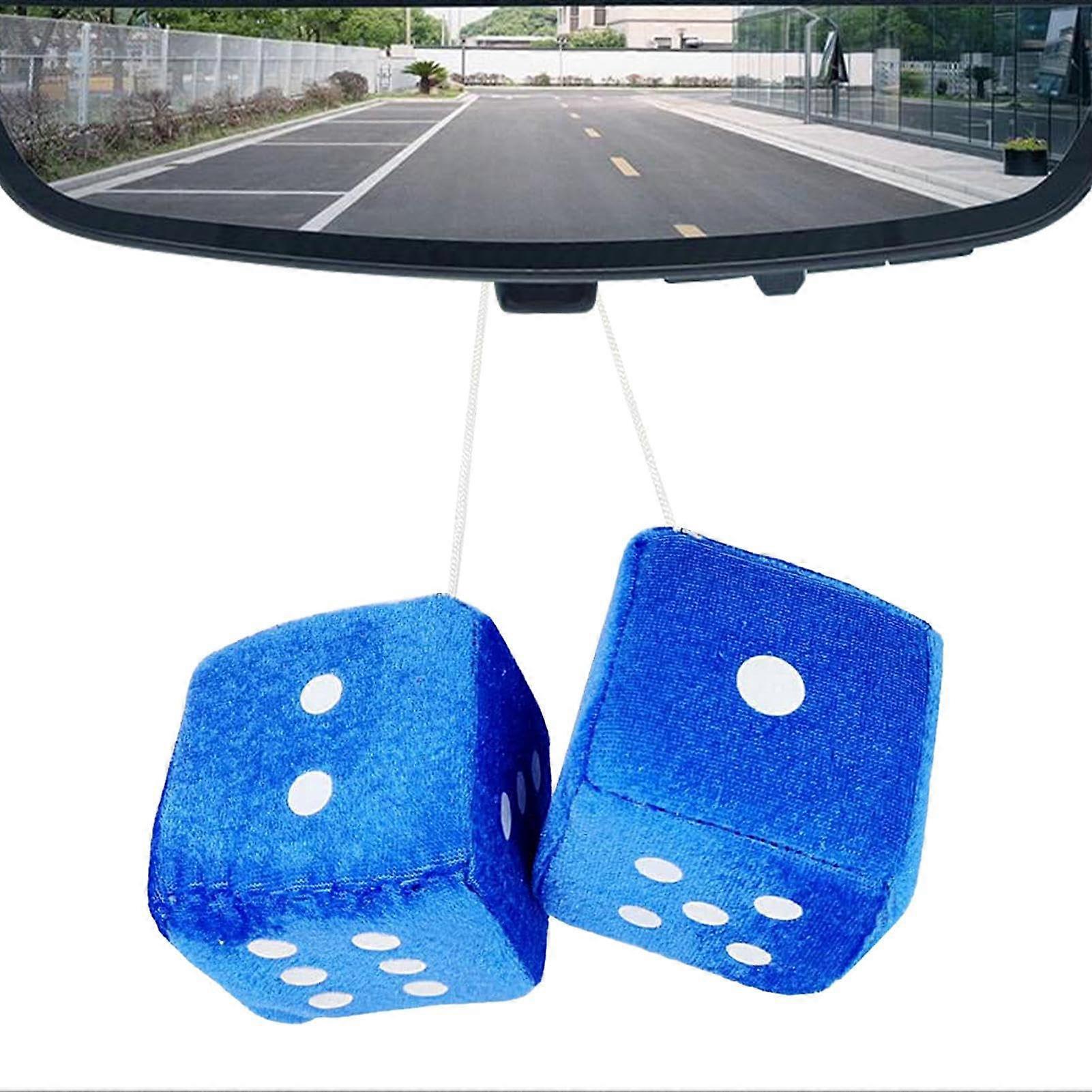 Plush Car Cube Rear View Mirror Cube Fuzzy Car Charm Soft Hanging Decoration For Saloon, Truck And SUV