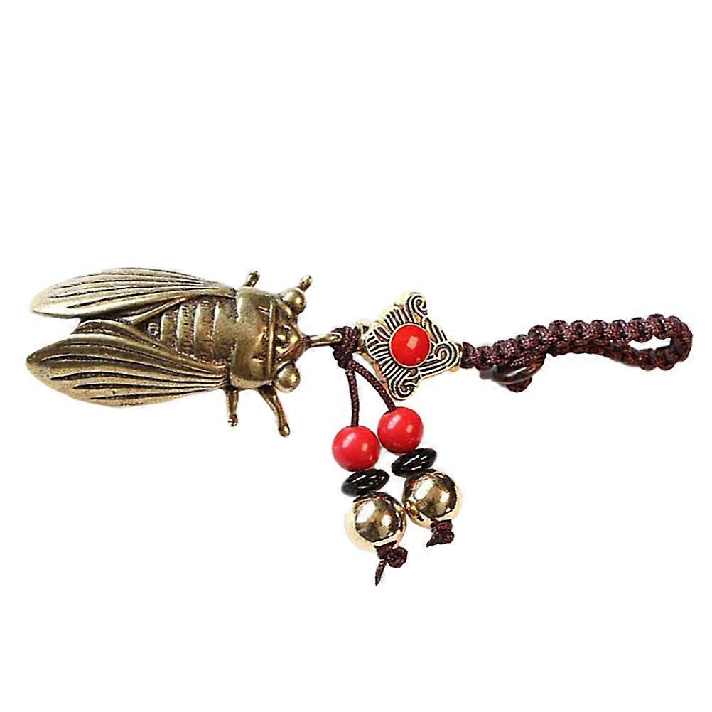 Cicada Key Chain with Brass Pendant for Decor Assorted Color Polished Retro Elegant