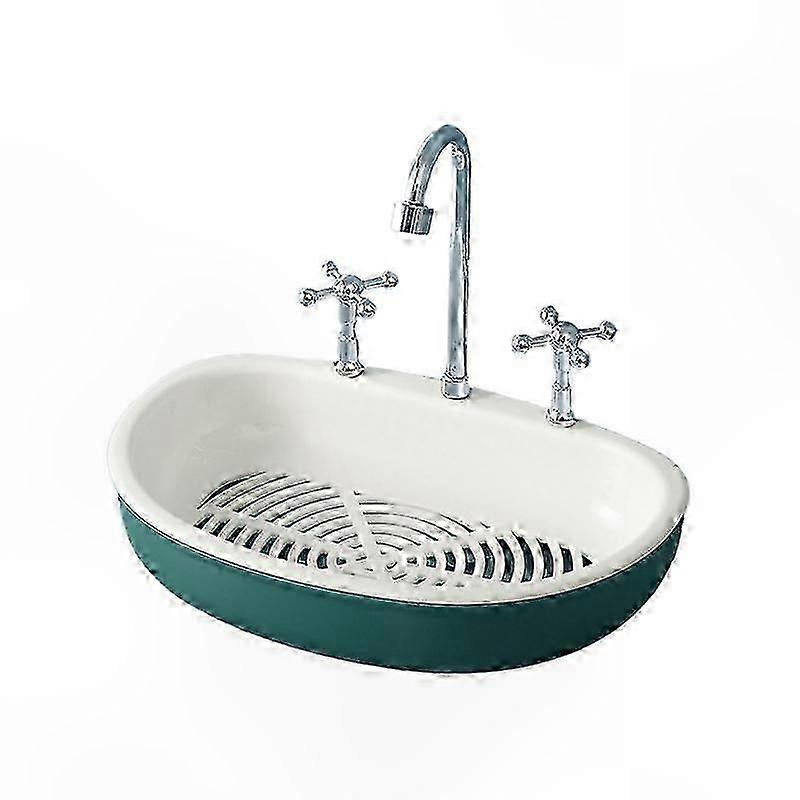 Two-Tier Shower Soap Dish with Detachable Sponge Storage - Green